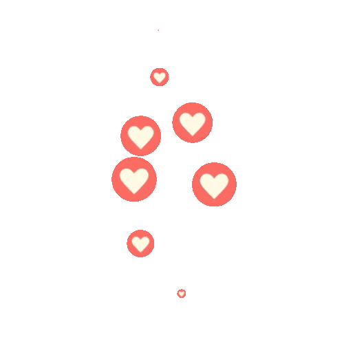 Des bulles rouges contenant des cœurs blancs flottant sur un fond rose.